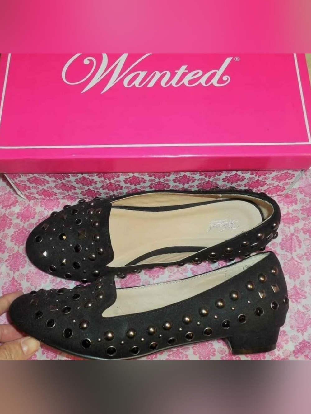 NEW Black Studded Shoes Womens 8 Loafers Slip-ons